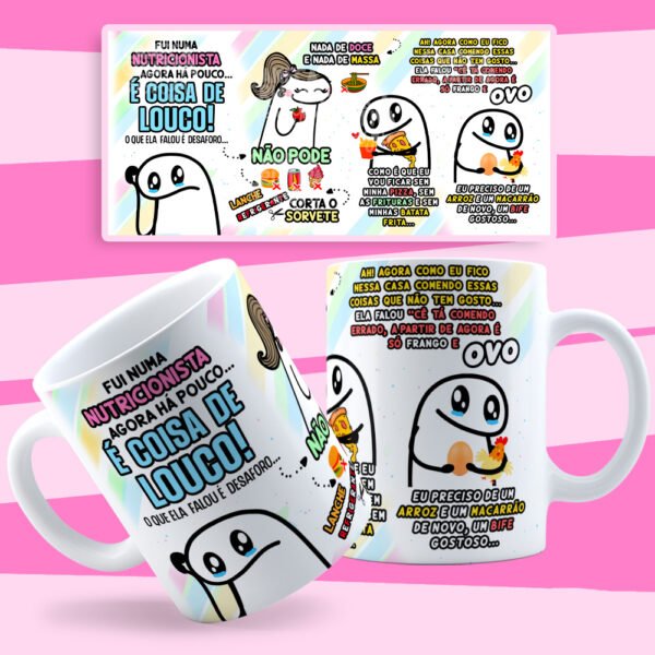 Arte Caneca Flork Nutricionista Dieta É coisa de Louco Png