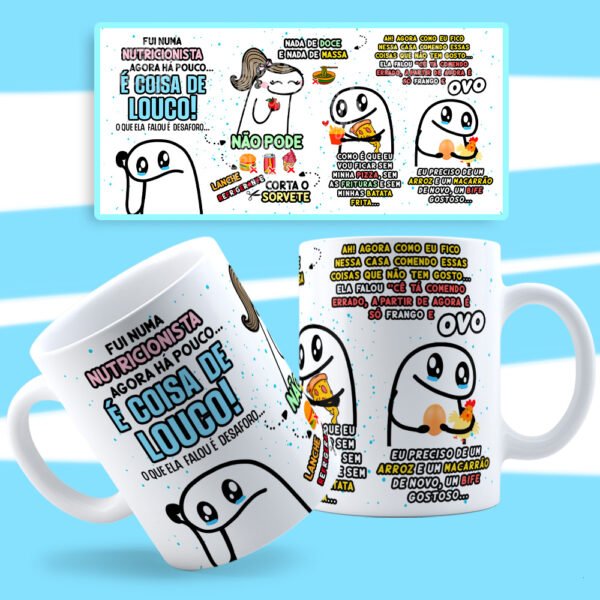 Arte Caneca Flork Nutricionista Dieta É coisa de Louco Png