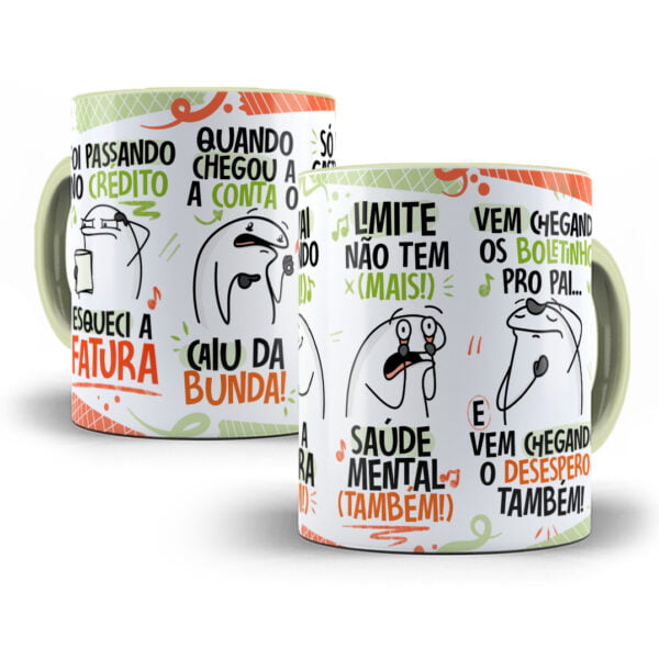 Arte Caneca Fui Passando no Crédito Esqueci a Fatura Laranja