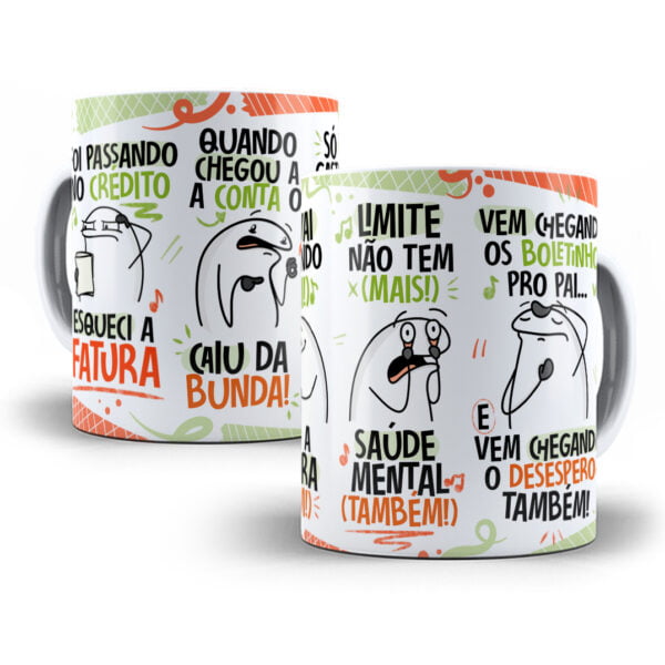 Arte Caneca Fui Passando no Crédito Esqueci a Fatura Laranja