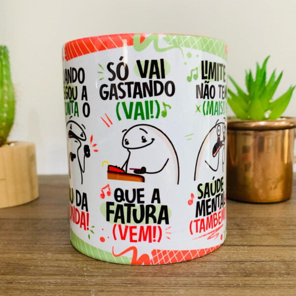 Arte Caneca Fui Passando no Crédito Esqueci a Fatura Laranja