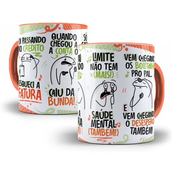 Arte Caneca Fui Passando no Crédito Esqueci a Fatura Laranja