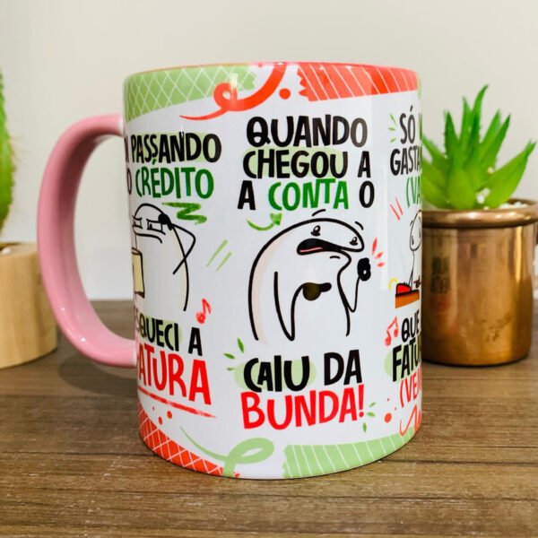 Arte Caneca Fui Passando no Crédito Esqueci a Fatura Laranja