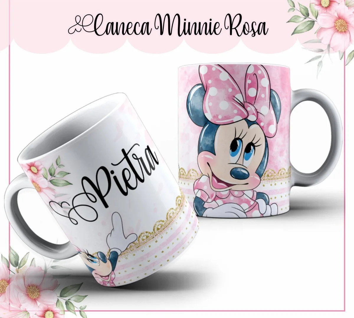 Arte Caneca Minnie Rosa - Arquivo Digital 1 Arte Caneca Minnie Rosa - Arquivo Digital