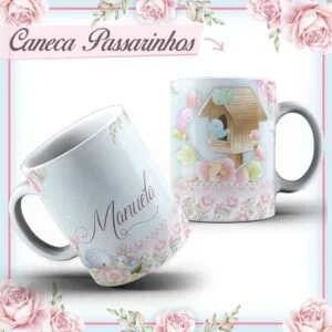 Arte Caneca Passarinhos - Arquivo Digital 24 Arte Caneca Passarinhos - Arquivo Digital