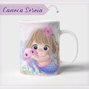 Arte Caneca Sereia Cute - Arquivo Digital 24 Arte Caneca Sereia Cute - Arquivo Digital
