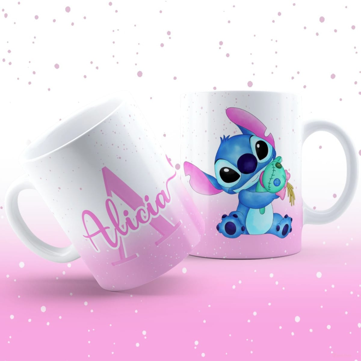 Arte Caneca Stitch PNG com Alfabeto Rosa e Roxo 1 Arte Caneca Stitch PNG com Alfabeto Rosa e Roxo