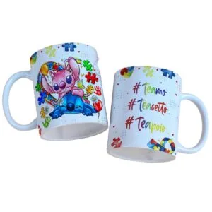Arte Caneca Stitch Autismo - Arquivo Digital 4 arte caneca stitch autismo arquivo digital