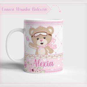 arte caneca ursinha baloeira arquivo digital papelaria personalizada