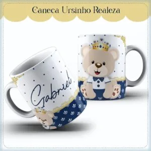 Arte Caneca Ursinho Realeza - Arquivo Digital 14 Arte Caneca Ursinho Realeza - Arquivo Digital