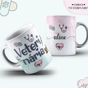 Arte Caneca Veterinária Feminina - Arquivo Digital