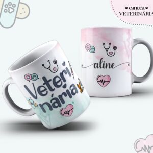 arte caneca veterinaria feminina arquivo digital papel e cia
