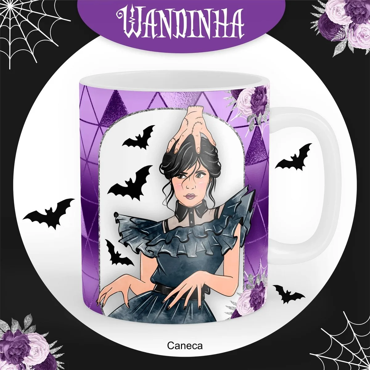 Arte Caneca Wandinha Sublimação - Arquivo Digital 1 Arte Caneca Wandinha Sublimação - Arquivo Digital
