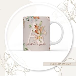arte canecas alfabeto floral arquivo digital sublimacao xicaras