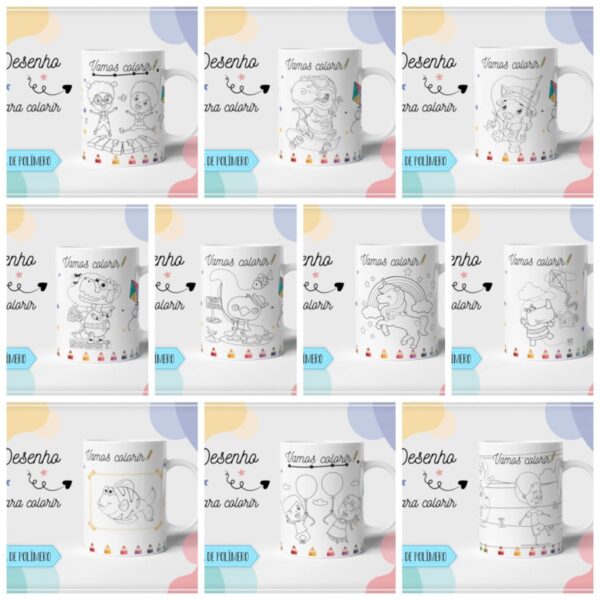 Arte Canecas Polímero Para Colorir - Arquivo Digital