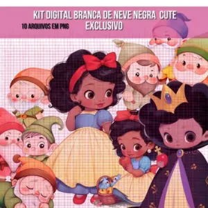 Arte Digital Branca de Neve e Bela Afro para Personalizados