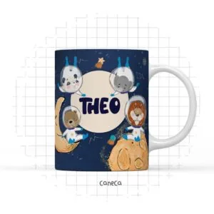 Arte Digital Caneca Astronauta Animais - Arquivo Digital
