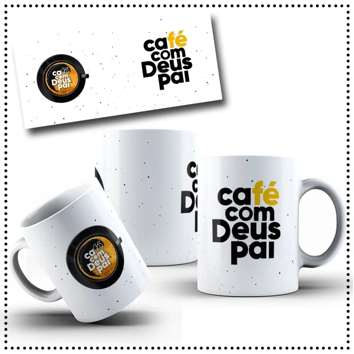 Arte Digital Caneca Café com Deus Pai - Png