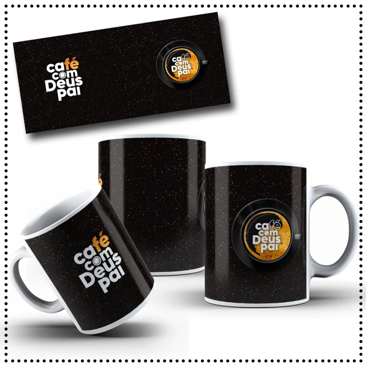 Arte Digital Caneca Café com Deus Pai - Png