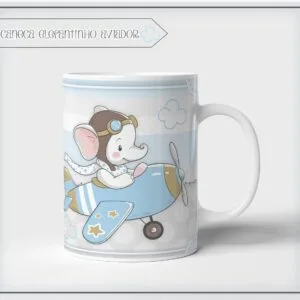 Arte Digital Caneca Elefantinho Aviador - Arquivo Digital