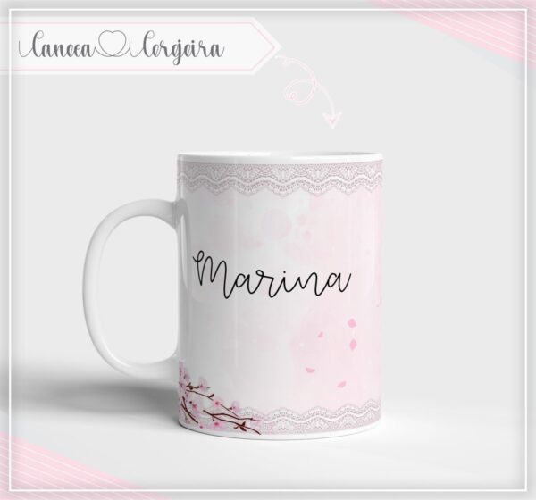 Arte Digital Caneca Floral Cerejeira - Arquivo Digital