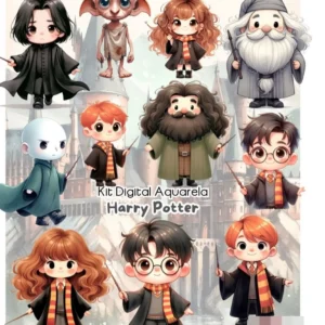Arte Digital Estilo Aquarela do Harry Potter - PNG