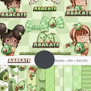 Arte Digital PNG Boneca Cute Abacate para Sublimação