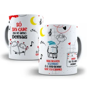 Arte Editável para Caneca - Amor e Música em Design Criativo