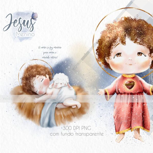 Arte Jesus Menino Kit Digital Santinhos Personalizados Png