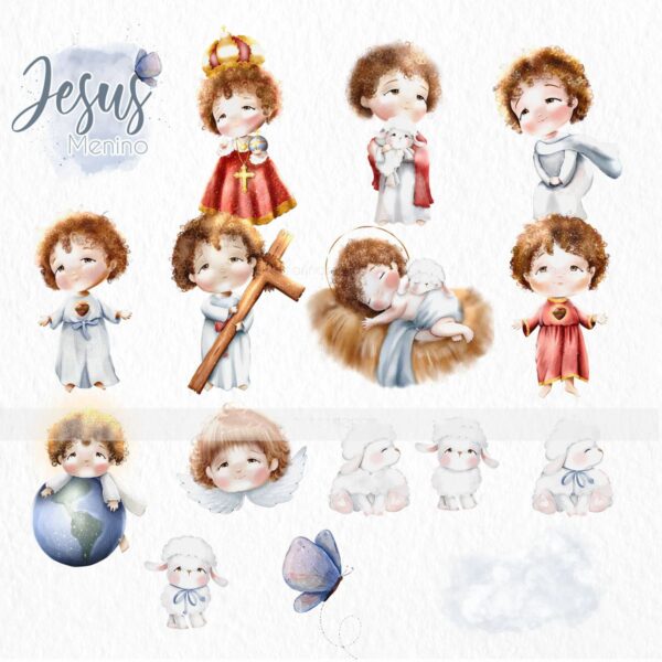 Arte Jesus Menino Kit Digital Santinhos Personalizados Png