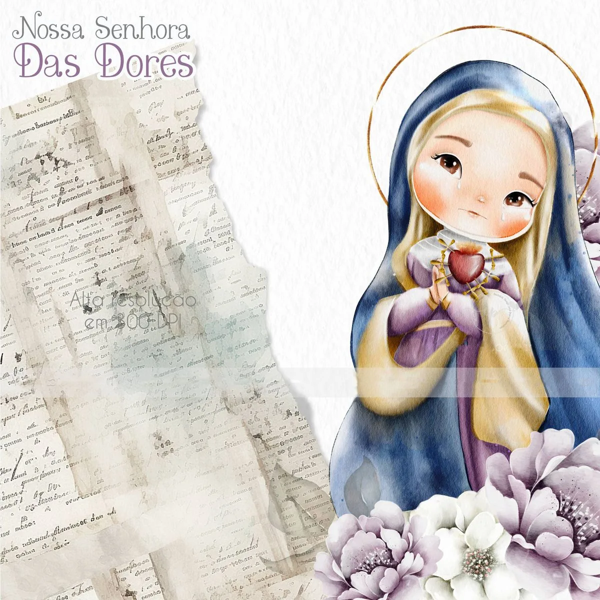 Arte Nossa Senhora das Dores Ilustrações PNG em Aquarela 1 Arte Nossa Senhora das Dores Ilustrações PNG em Aquarela