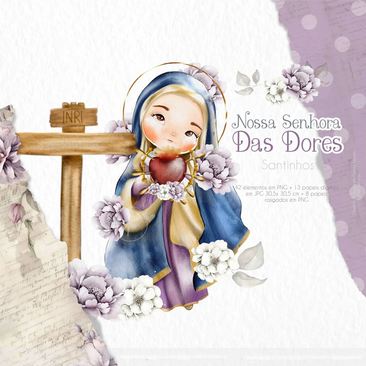 Arte Nossa Senhora das Dores Ilustrações PNG em Aquarela 7 Arte Nossa Senhora das Dores Ilustrações PNG em Aquarela