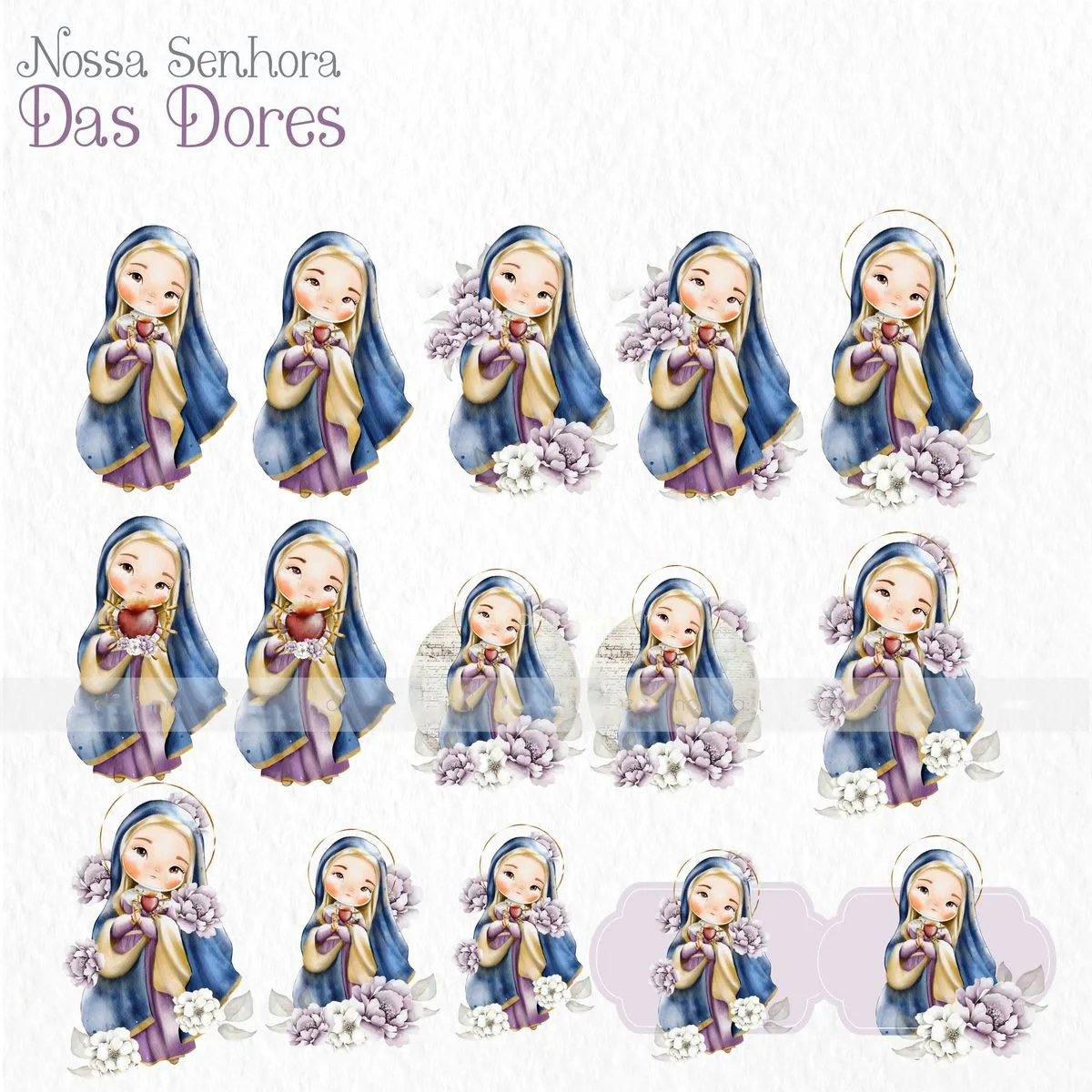 Arte Nossa Senhora das Dores Ilustrações PNG em Aquarela 4 Arte Nossa Senhora das Dores Ilustrações PNG em Aquarela
