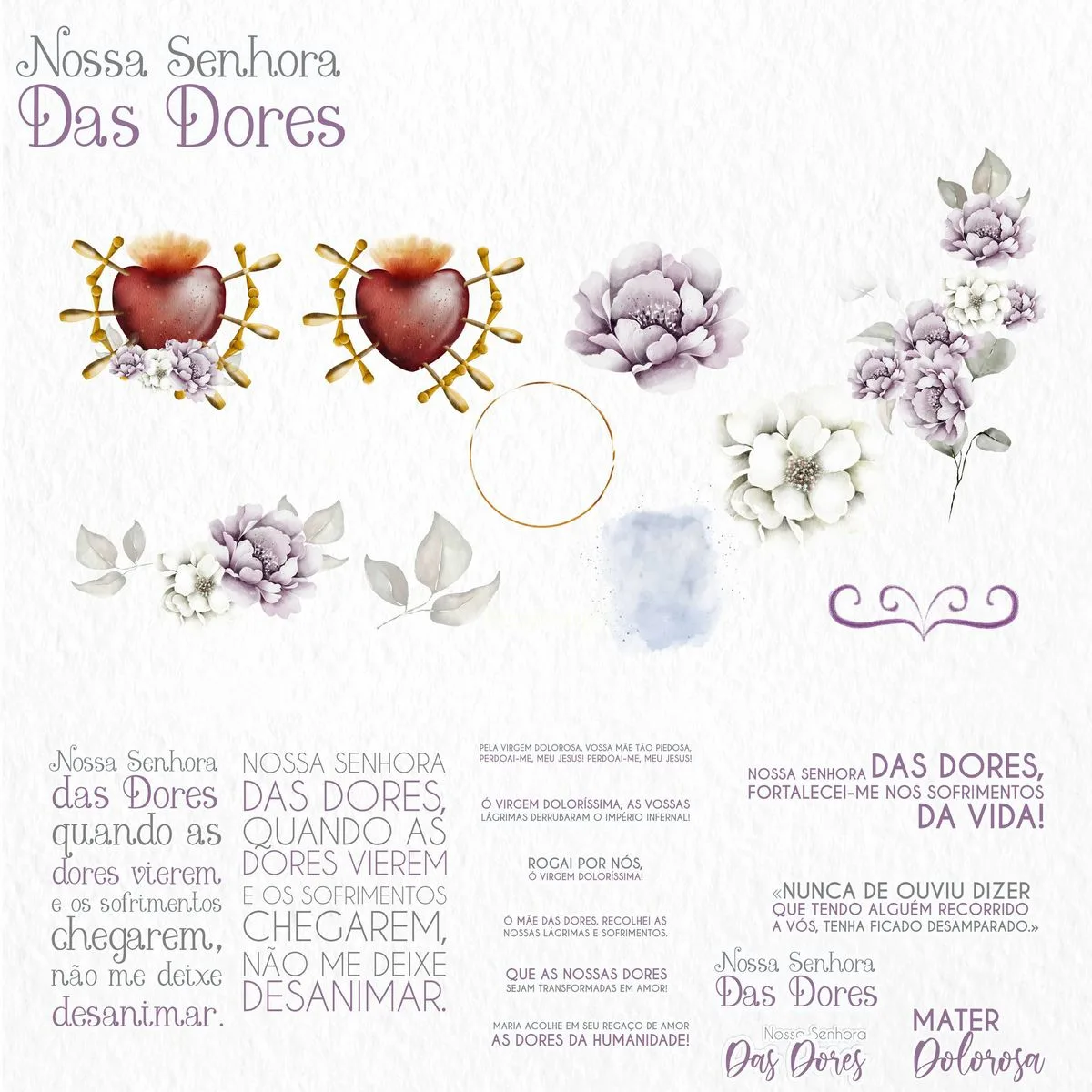 Arte Nossa Senhora das Dores Ilustrações PNG em Aquarela 3 Arte Nossa Senhora das Dores Ilustrações PNG em Aquarela