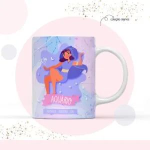 Arte para Sublimação Caneca Signo Aquário - Arquivo Digital