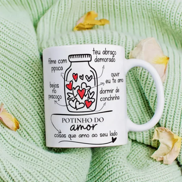 Arte para Sublimação de Caneca Potinho do Amor em JPG