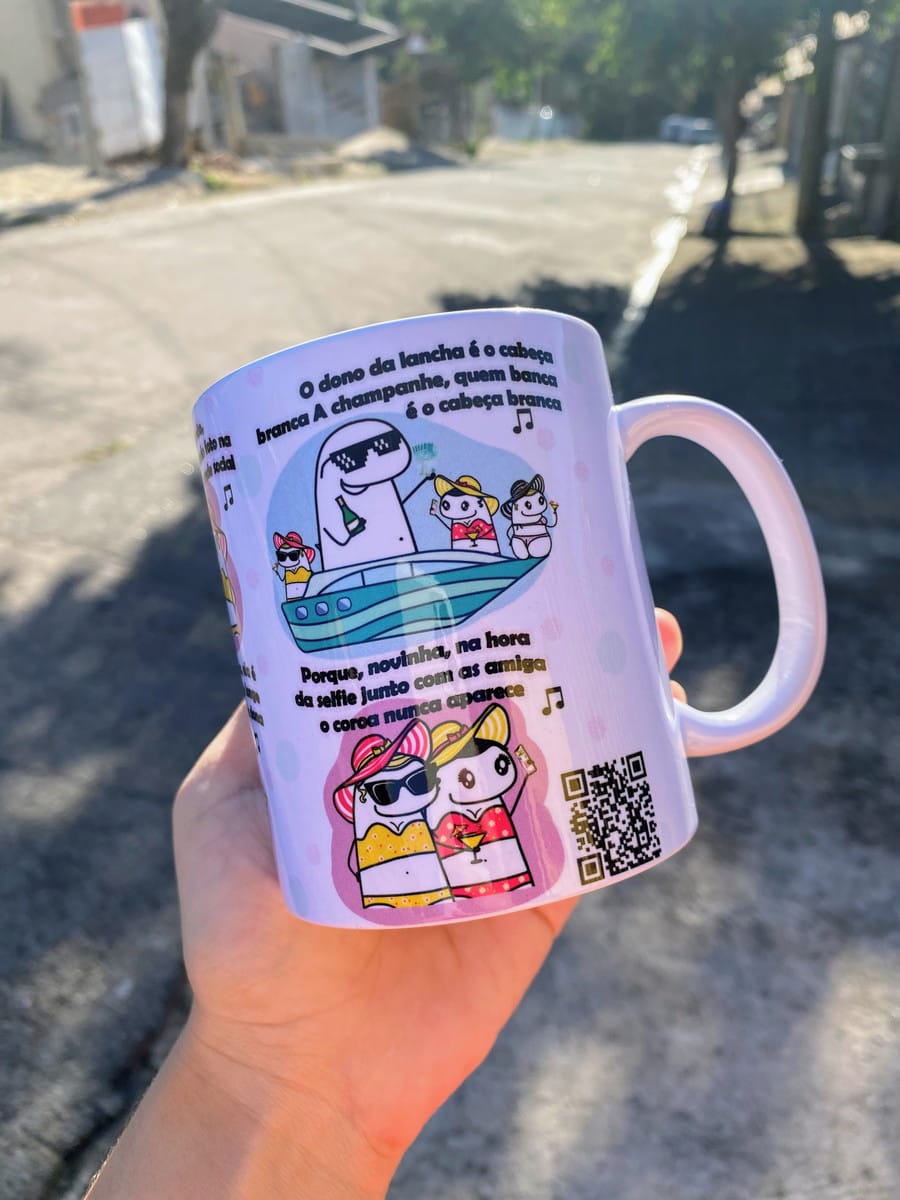 Arte PNG Flork Velho da Lancha para Caneca 3 Arte digital divertida com personagens de meme e frases sobre festas.