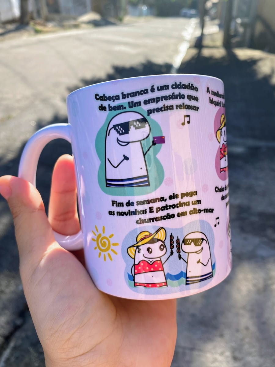 Arte PNG Flork Velho da Lancha para Caneca 1 Arte digital com memes e frases humorísticas sobre lazer e vida adulta.