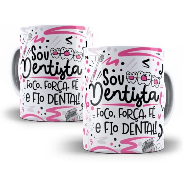 Arte Sublimação Caneca Dentista Flork Profissões Png