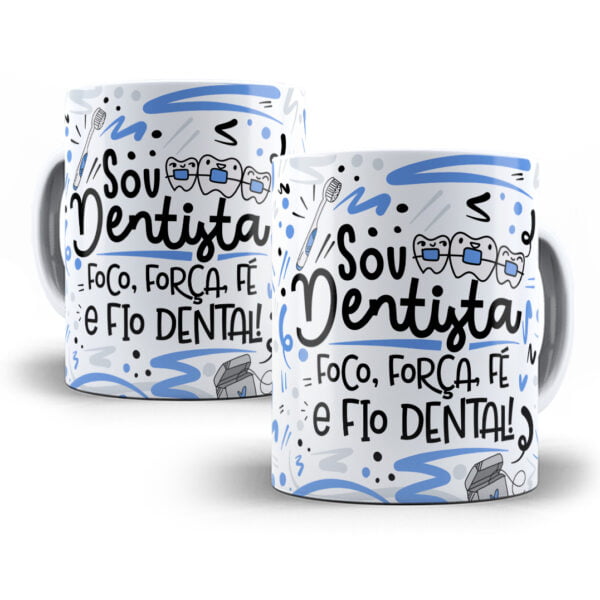 Arte Sublimação Caneca Dentista Flork Profissões Png