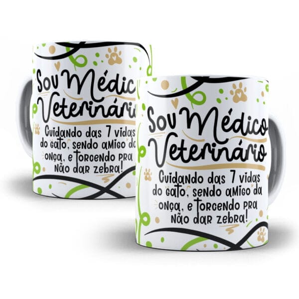 Arte Sublimação Caneca Médico(a) Veterinário(a) Flork Png