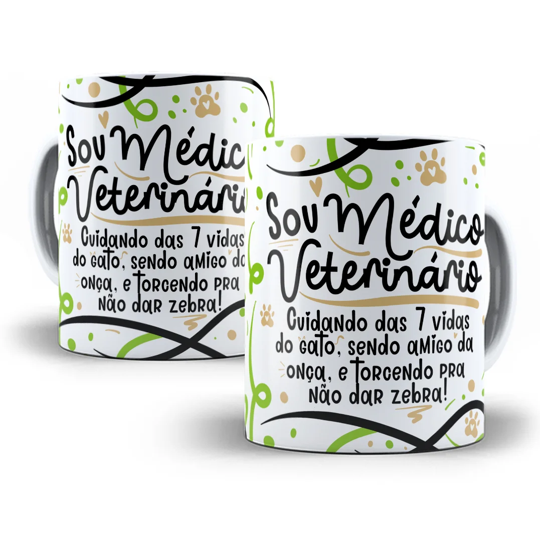 Arte Sublimação Caneca Médico(a) Veterinário(a) Flork Png