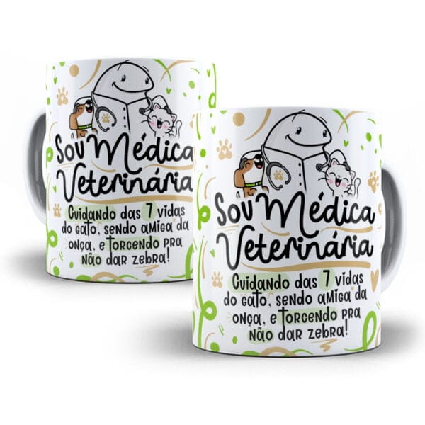 Arte Sublimação Caneca Médico(a) Veterinário(a) Flork Png