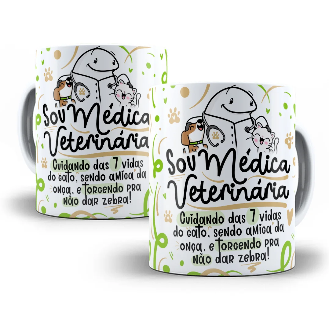 Arte Sublimação Caneca Médico(a) Veterinário(a) Flork Png