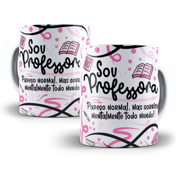 Arte Sublimação Caneca Professor(a) Flork Profissões Png