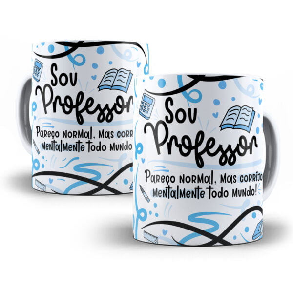 Arte Sublimação Caneca Professor(a) Flork Profissões Png