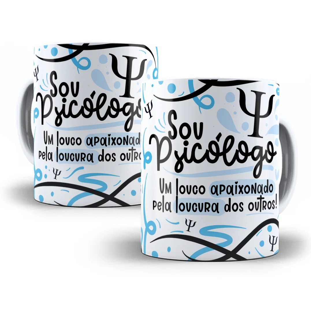 Arte Sublimação Caneca Psicólogo(a) Flork Profissões Png