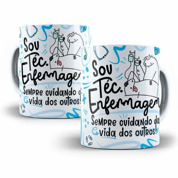 Arte Sublimação Caneca Téc. Enfermagem Flork Profissões Png