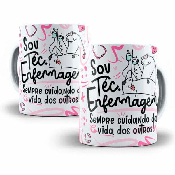 Arte Sublimação Caneca Téc. Enfermagem Flork Profissões Png