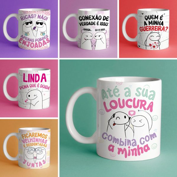 Artes Caneca Amizade Amigas Flork Frases Ilustrações Caneca